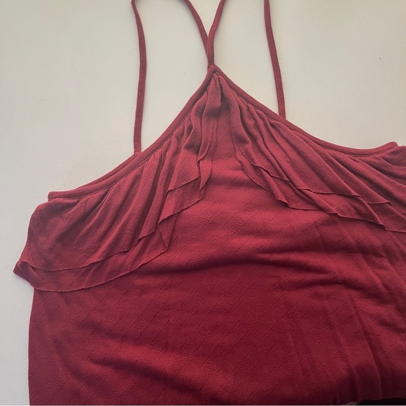 Nordstrom Sun & Shadow Ruffle Tank Top Red Cordovan Small NEW - Picture 4 of 7